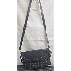 Circus‎ by Sam Edelman black leather studded crossbody clutch bag 11x8"